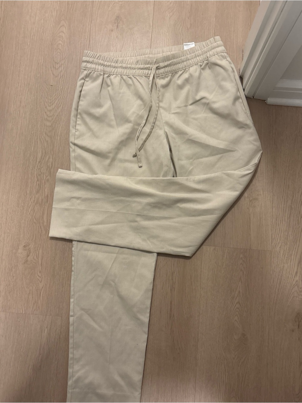 Women’s Casual Drawstring Pants in Light Beige